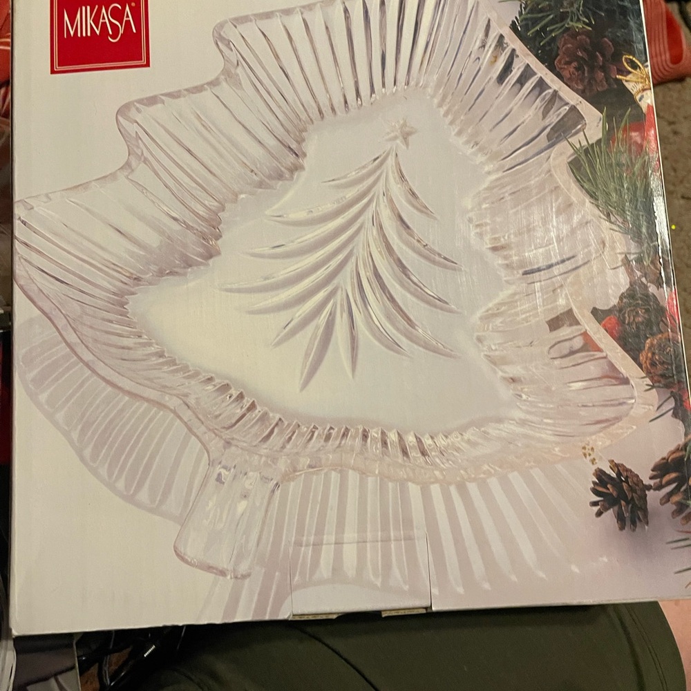 Mikasa Crystal Christmas Tree Dish discontinued